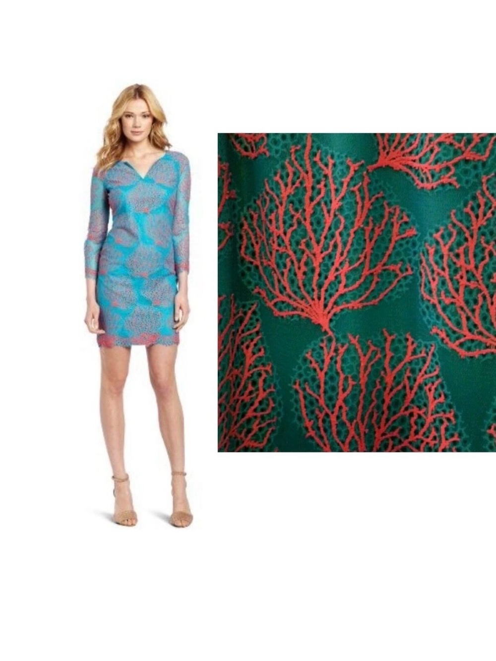 NWT $358 Lilly Pulitzer Wendy Snorkel Blue Coral Mesh Lace Dress 4